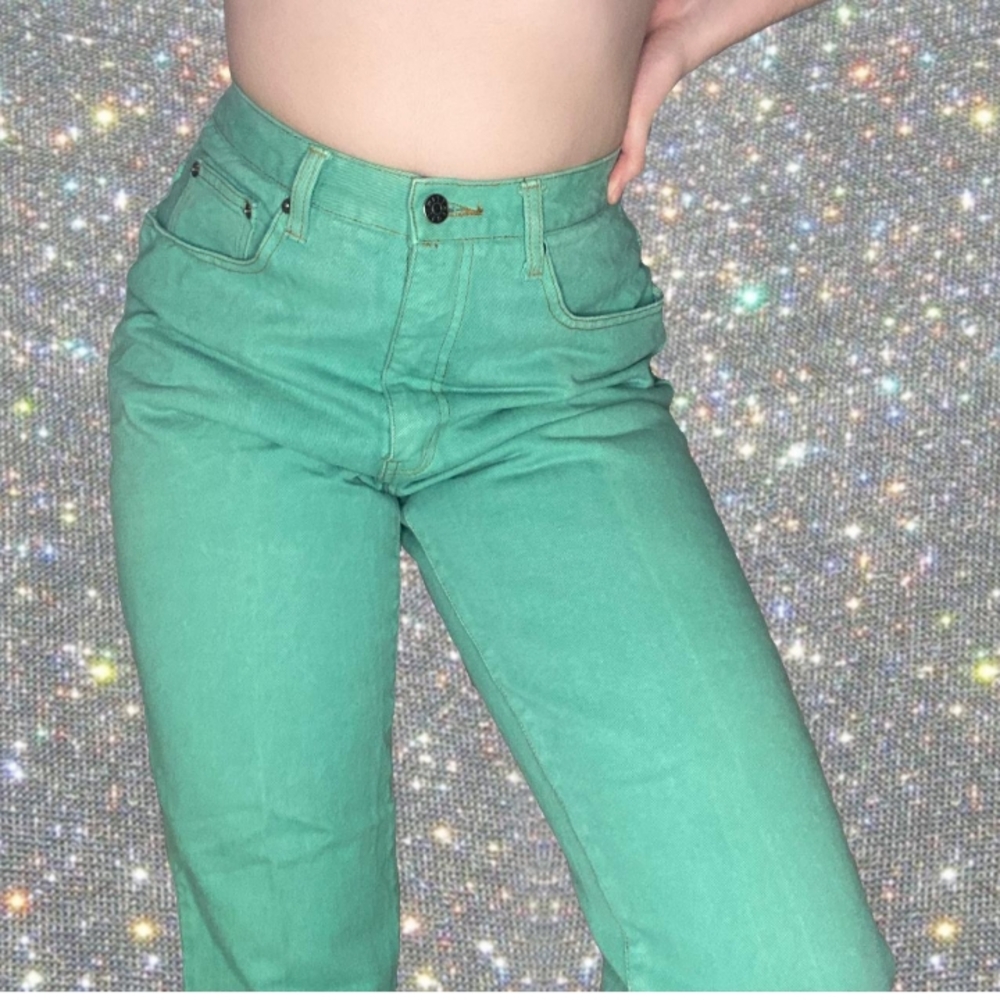 Vintage 1990's The Limited Mom Seafoam Green Straight Leg Jeans, Size 8